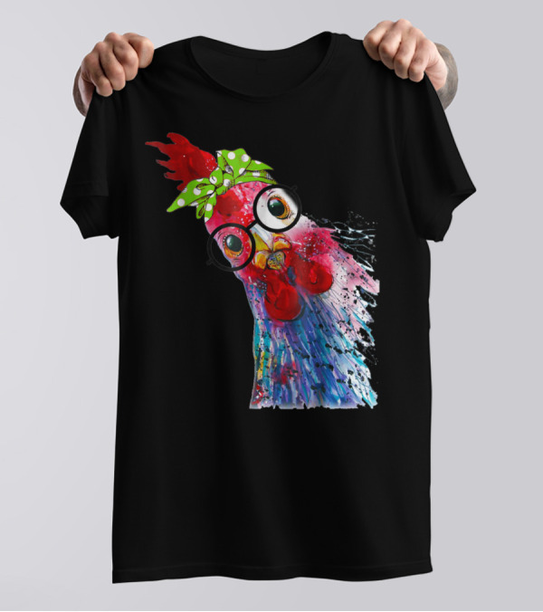 Funny Chicken Lover Hen Farmer Glasses Bandana T-Shirt