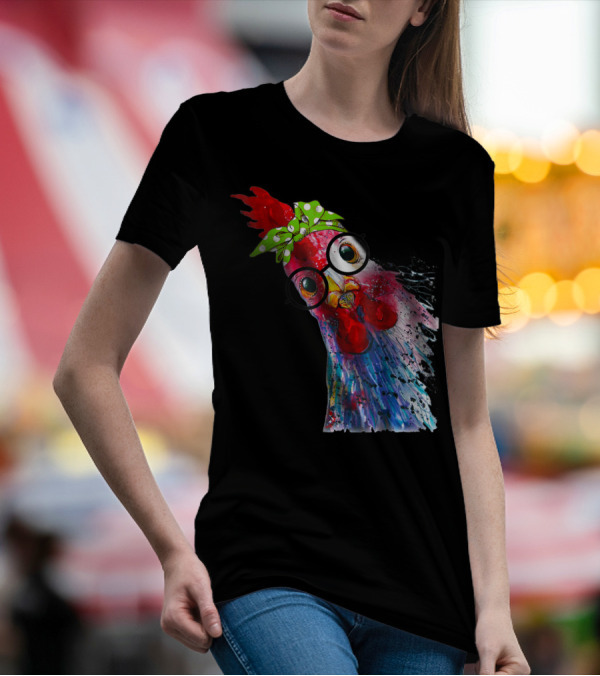 Funny Chicken Lover Hen Farmer Glasses Bandana T-Shirt