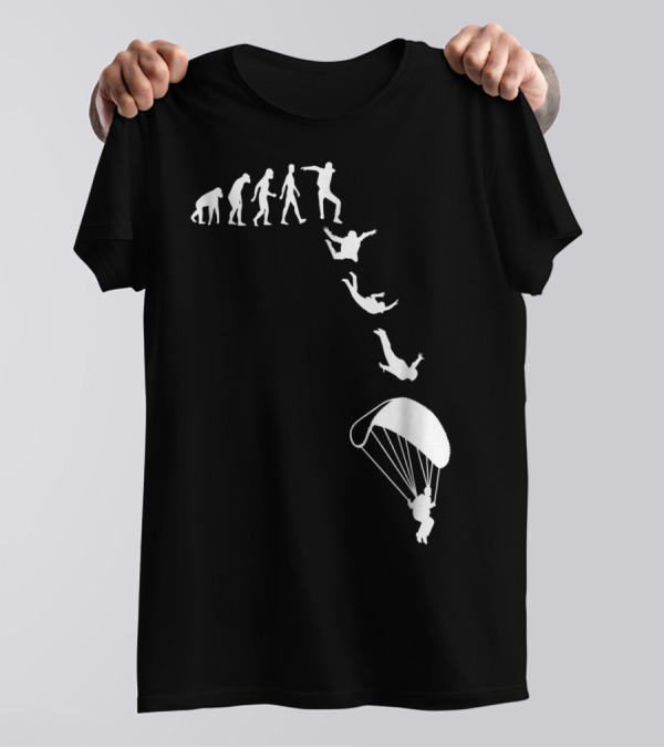 Funny Skydiving Skydiver Parachuting Evolution Of Man T-Shirt