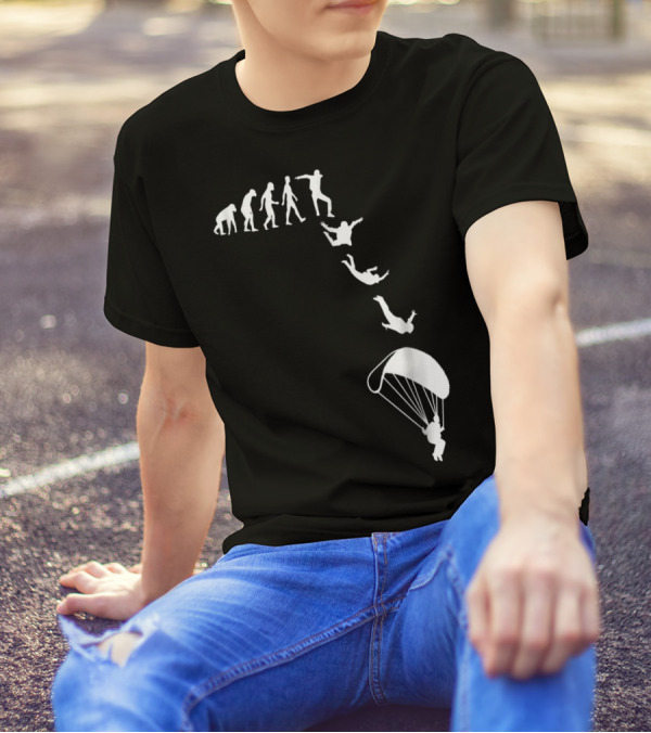 Funny Skydiving Skydiver Parachuting Evolution Of Man T-Shirt