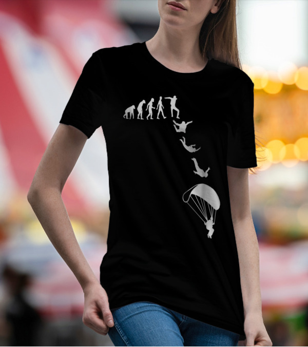 Funny Skydiving Skydiver Parachuting Evolution Of Man T-Shirt