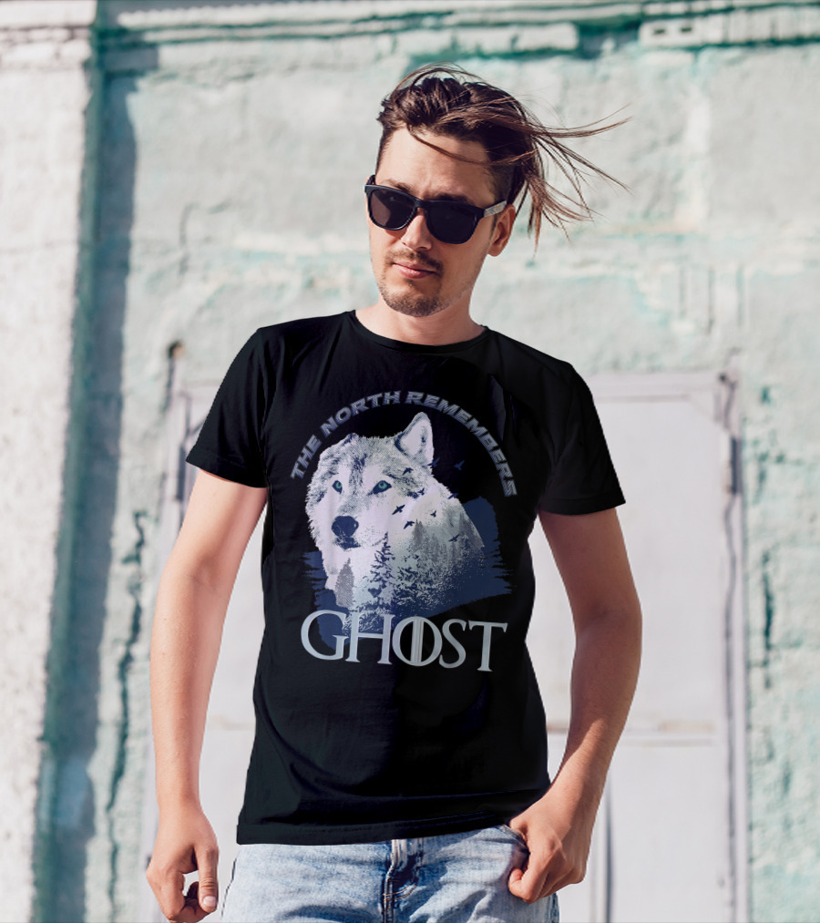 The North Remembers Ghost Lone Wolf In Forest Game Day Winning The Throne T-Shirt