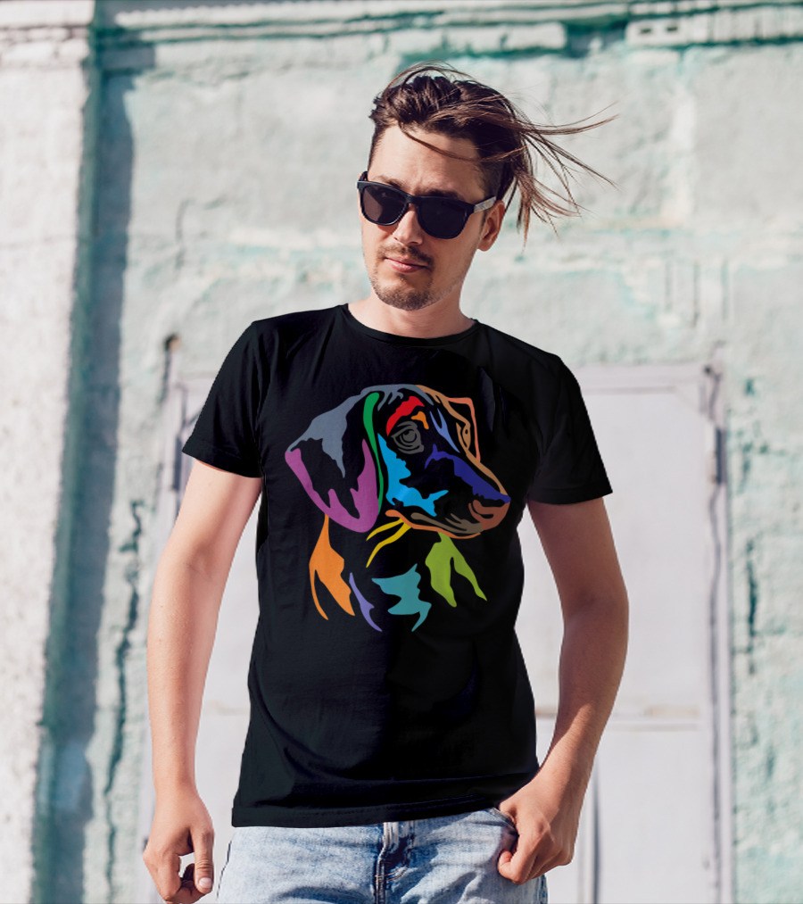 Colorful Happy German Dachshund Pop T-Shirt