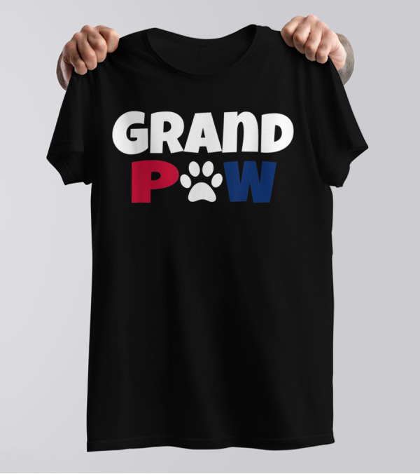 Grand Paw Dog Lover 4th Of July Patriotic Paw Print Grandpa T-Shirt