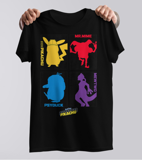 Detective Pikachu Mr. Mime Psyduck Mewtwo Pokémon Kids T-Shirt