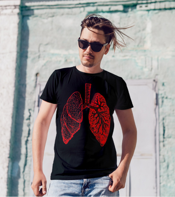 Anatomy Drawing Pulmonologist Respiratory Lungs Red T-Shirt