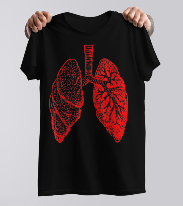Anatomy Drawing Pulmonologist Respiratory Lungs Red T-Shirt
