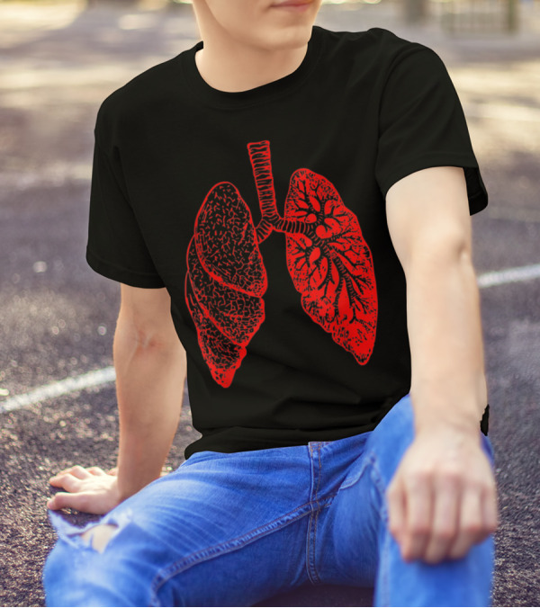 Anatomy Drawing Pulmonologist Respiratory Lungs Red T-Shirt