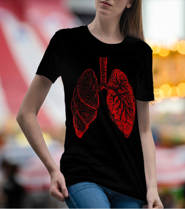 Anatomy Drawing Pulmonologist Respiratory Lungs Red T-Shirt