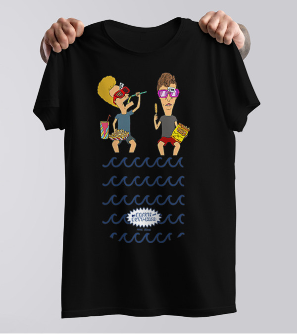 Beavis And Butthead Poolside Snacks With Nachos And Candy Corn Spectacles Waves T-Shirt
