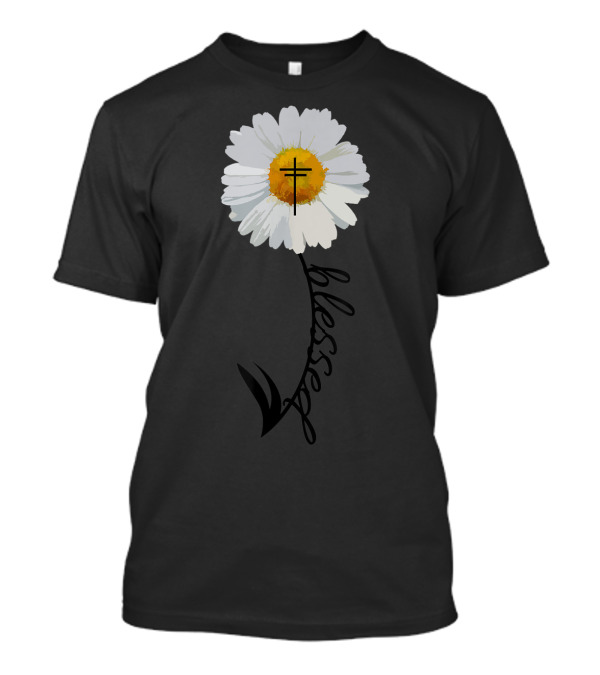 Blessed Cross Christian Daisy Trendy Bible T-Shirt
