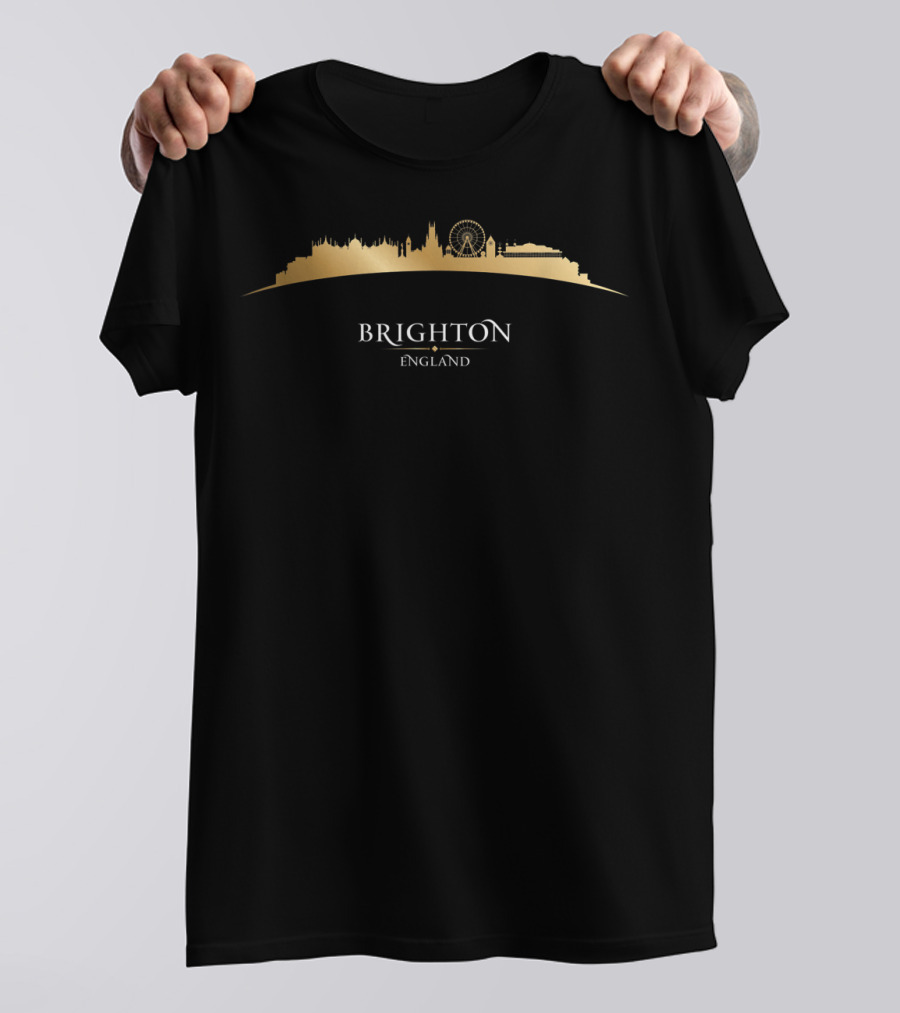 Brighton England Cityscape Skyline Ferris Wheel T-Shirt