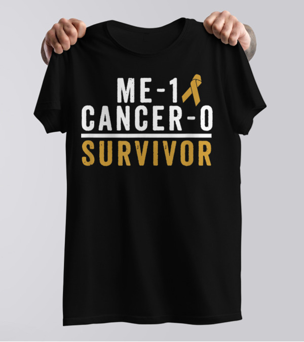 Me-1 Cancer-0 Survivor Gold Ribbon Awareness T-Shirt
