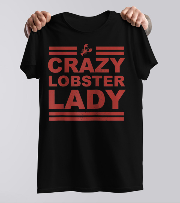 CRAZY LOBSTER LADY Funny Crawfish Red Raglan Baseball T-Shirt