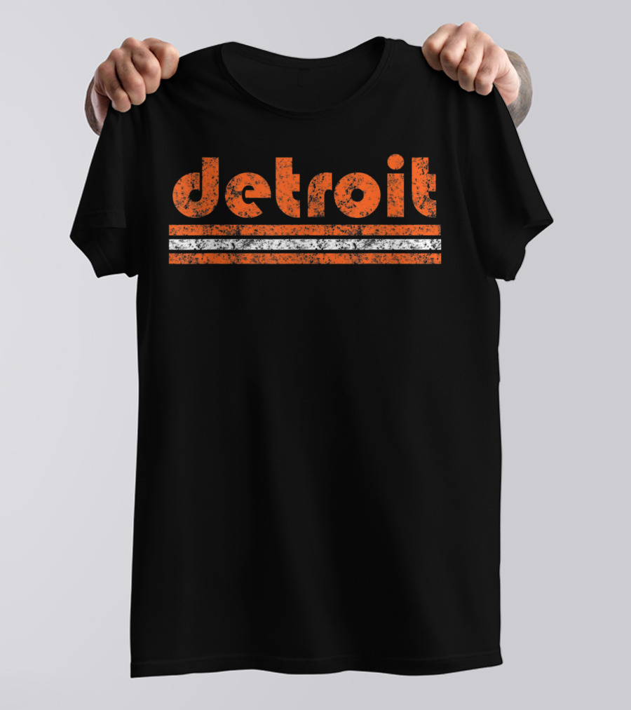 Detroit Vintage Weathered Orange Stripes T-Shirt