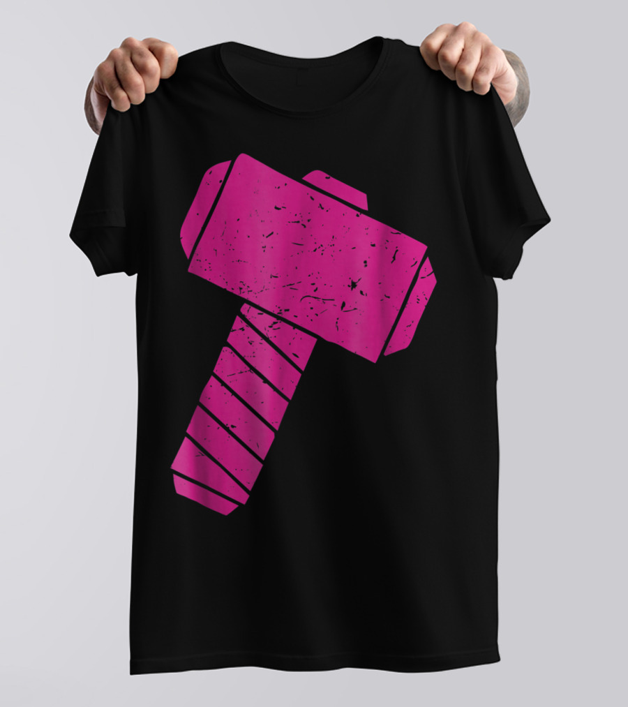 Distressed Magenta Mjolnir Thor's Hammer Odin Mythology T-Shirt