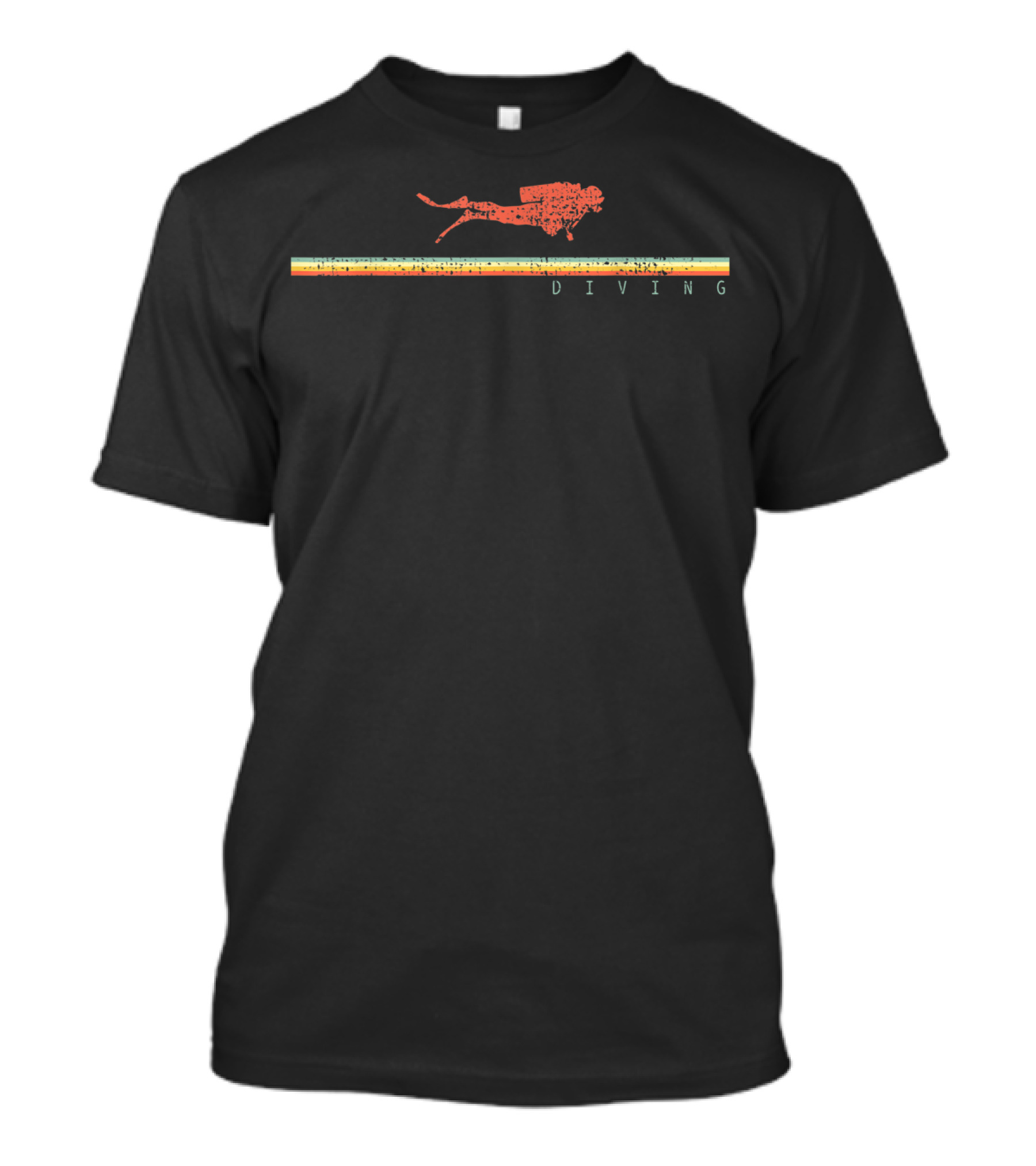 Diving Scuba Diver Ocean Swim Retro Vintage Stripe T-Shirt