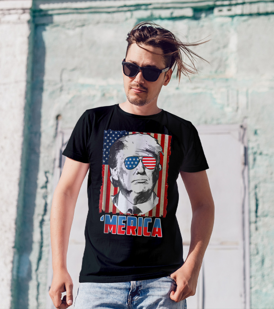 Donald Trump American Flag Sunglasses 'Merica T-Shirt