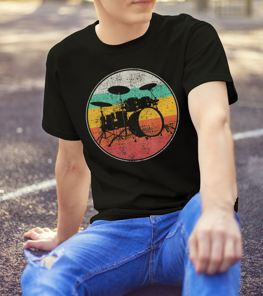 Drumset Vintage Retro Drums Drummer Band T-Shirt
