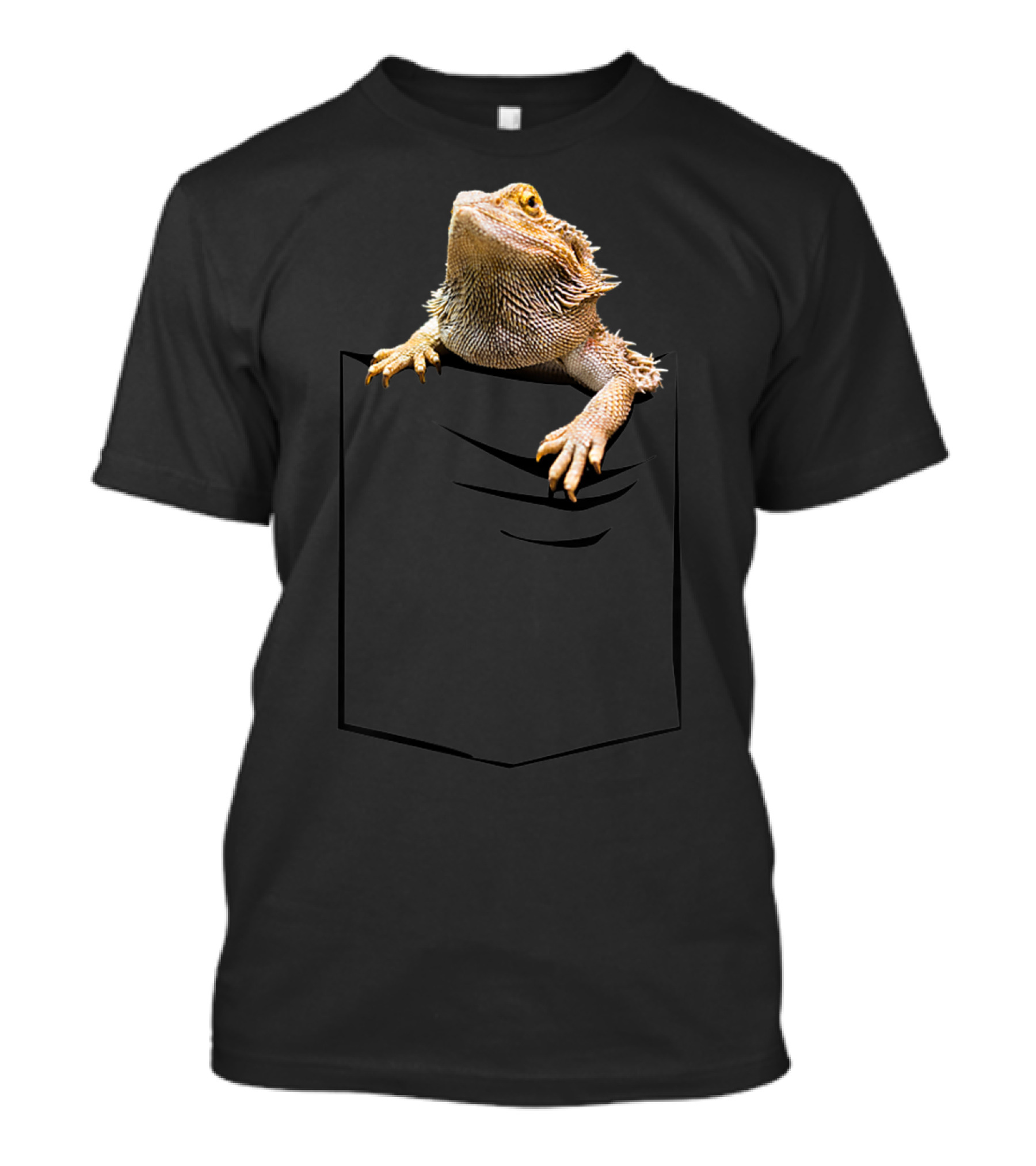 Bearded Dragon Poking Out Of Pocket Funny T-Shirt