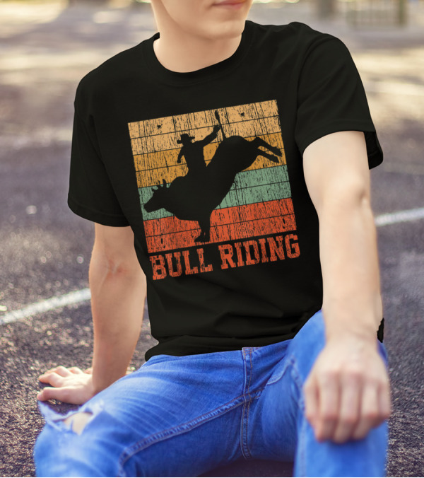 Bull Riding Vintage Rodeo Western Country Retro Cowboy T-Shirt
