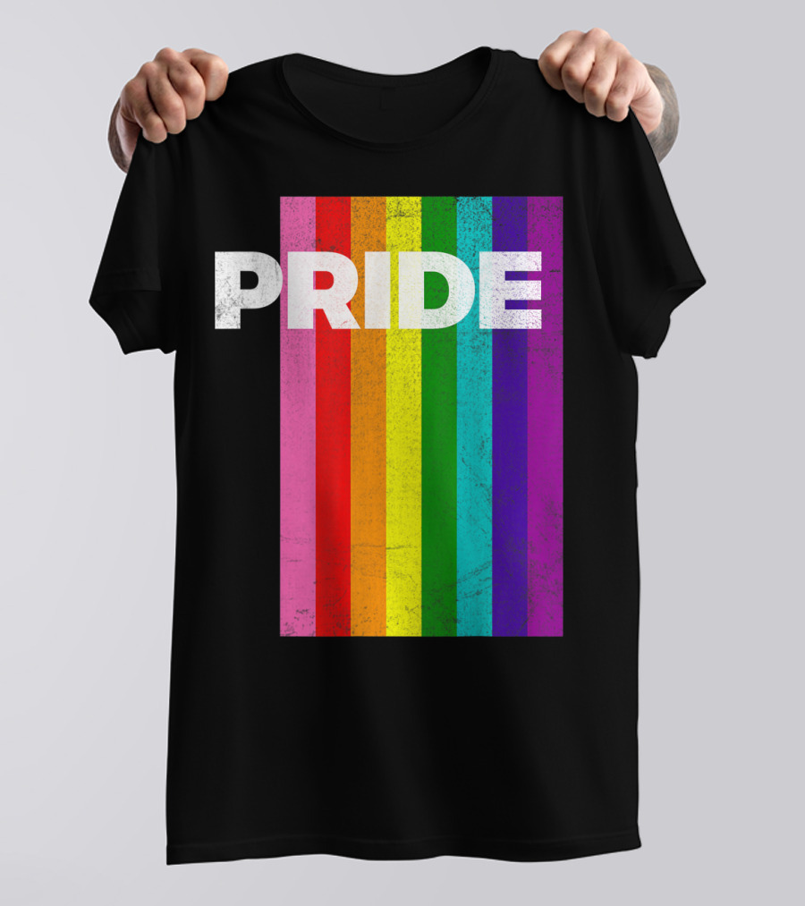 PRIDE Distressed Rainbow Stripes T-Shirt