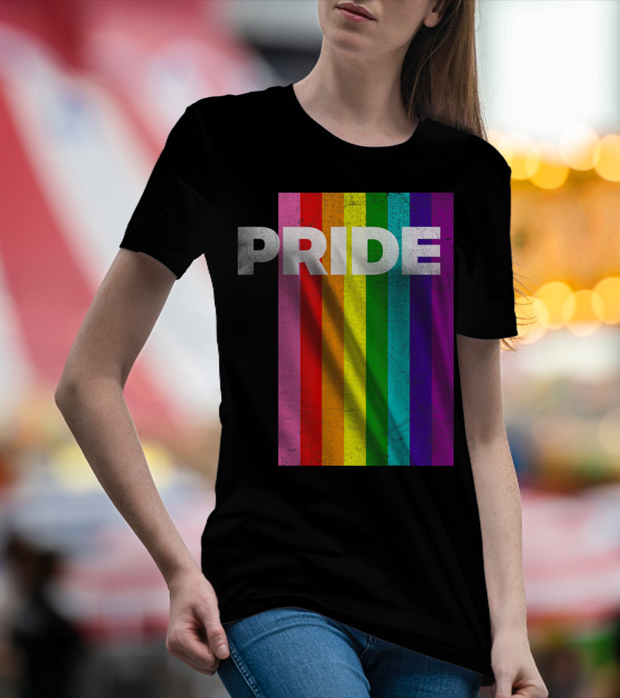 PRIDE Distressed Rainbow Stripes T-Shirt
