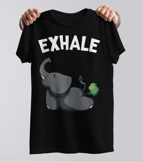 Exhale Funny Cute Farting Elephant Yoga Namaste Workout T-Shirt