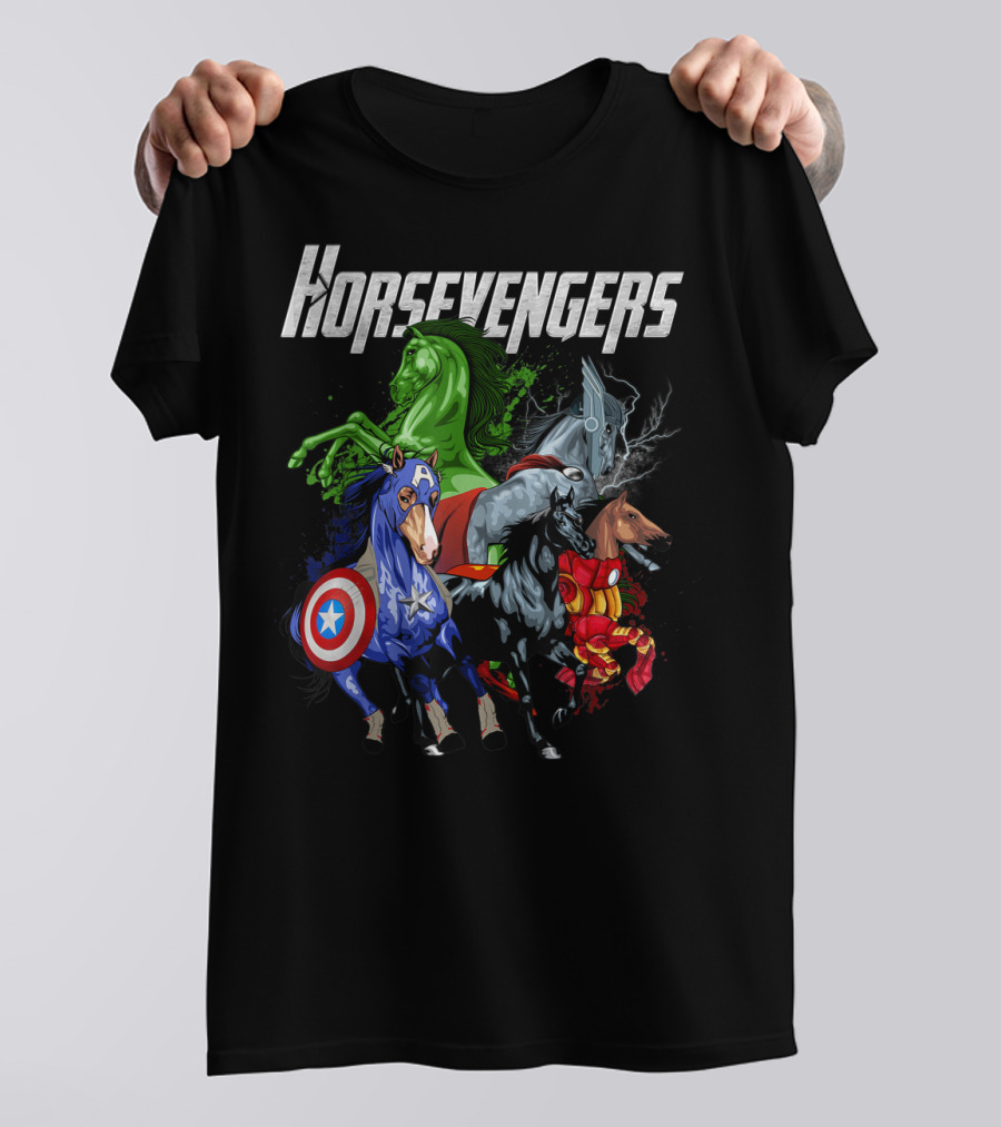 Horsevengers Funny Horse Superhero Parody Quintet T-Shirt