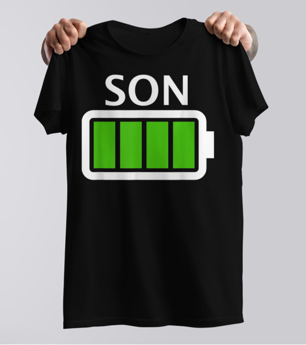 Family Matching Funny Son Fully Charged Battery T-Shirt