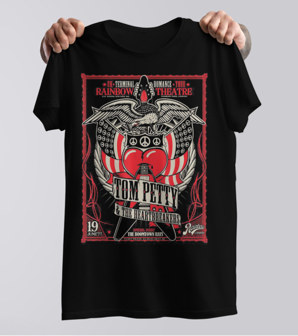 Rainbow Theatre Tom Petty And The Heartbreakers Terminal Romance Tour June '77 T-Shirt