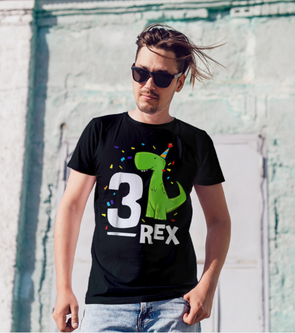 3 Rex Kids Threerex Birthday Party Dinosaur T-Shirt