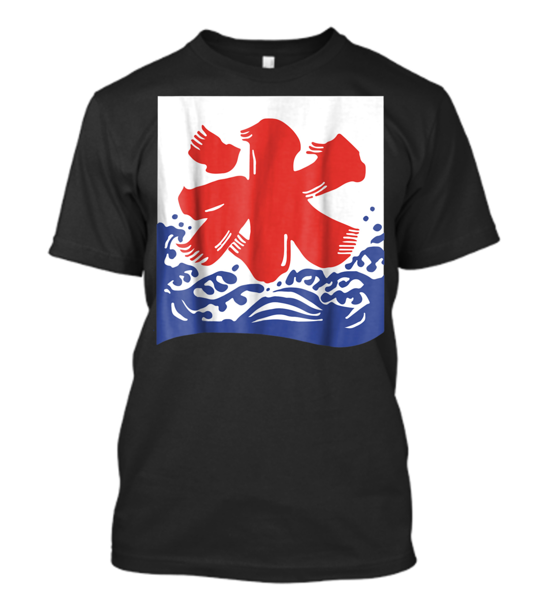 Kakigori Japanese Shaved Ice Kanji Flag With Water Waves T-Shirt
