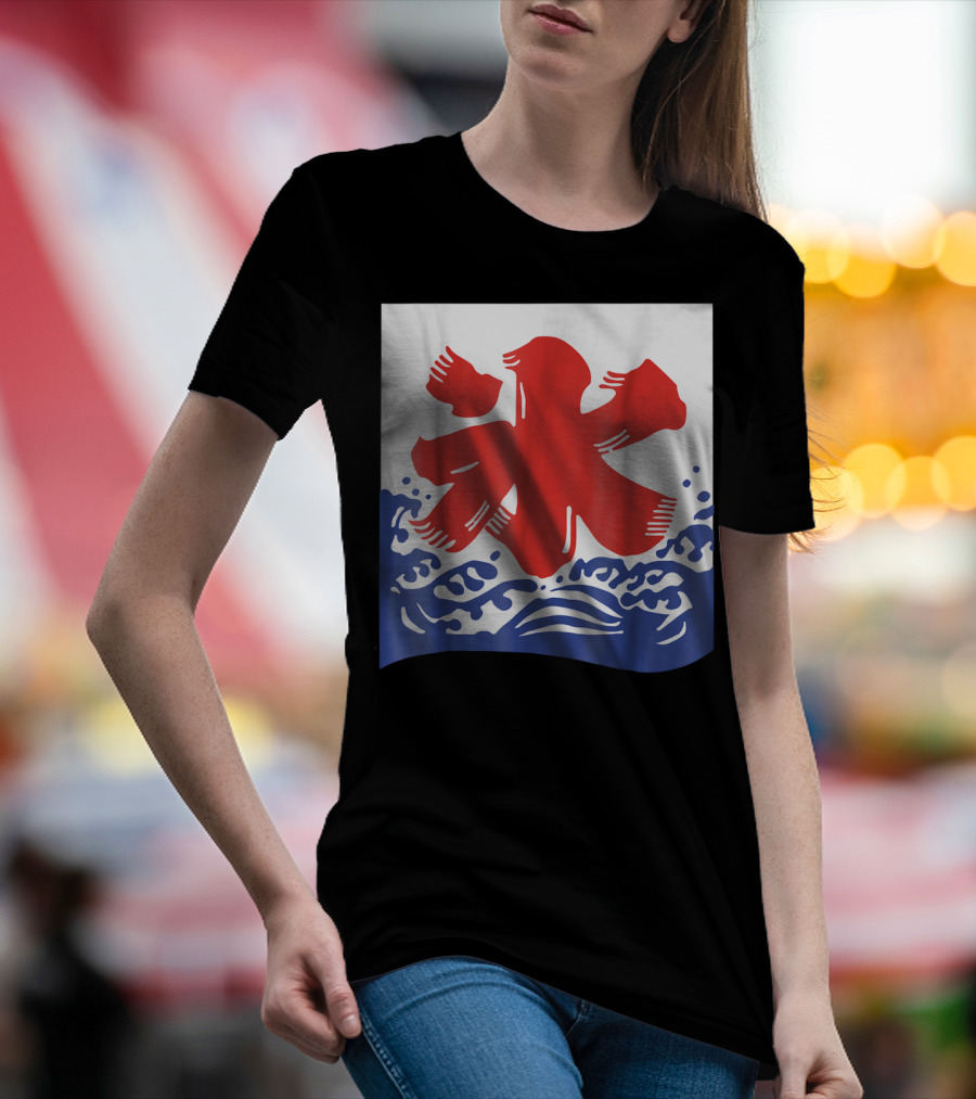 Kakigori Japanese Shaved Ice Kanji Flag With Water Waves T-Shirt