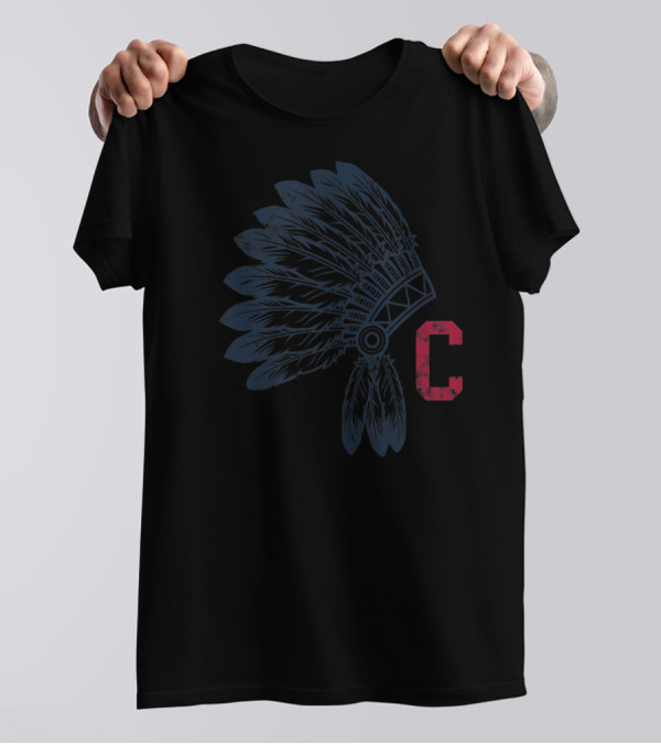 Block C Cleveland Native American Headdress T-Shirt