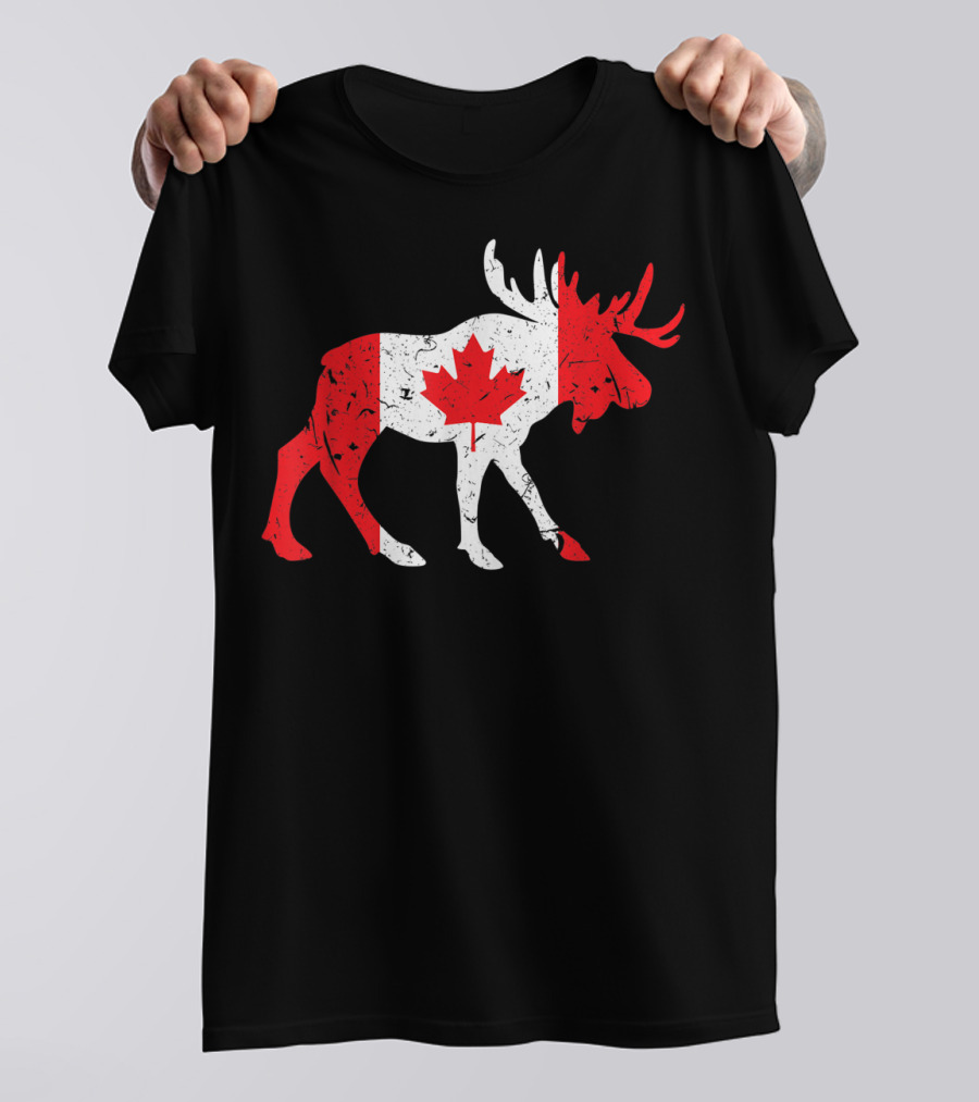 Canada Maple Leaf Moose Canadian Flag Emblem T-Shirt