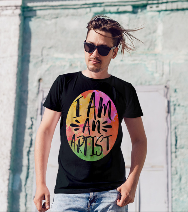 Colorful I Am An Artist Watercolor Paint Splash T-Shirt