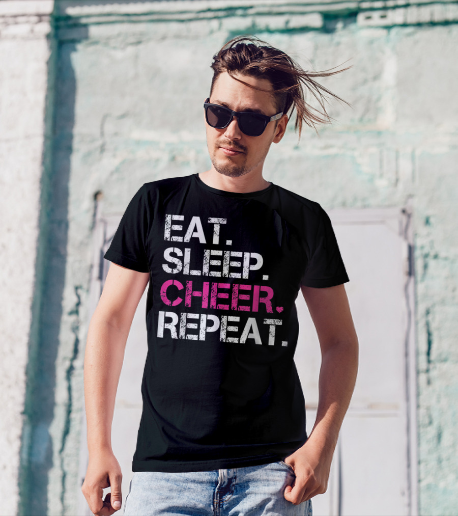 EAT SLEEP CHEER REPEAT CHEERLEADING CHEERLEADER T-Shirt