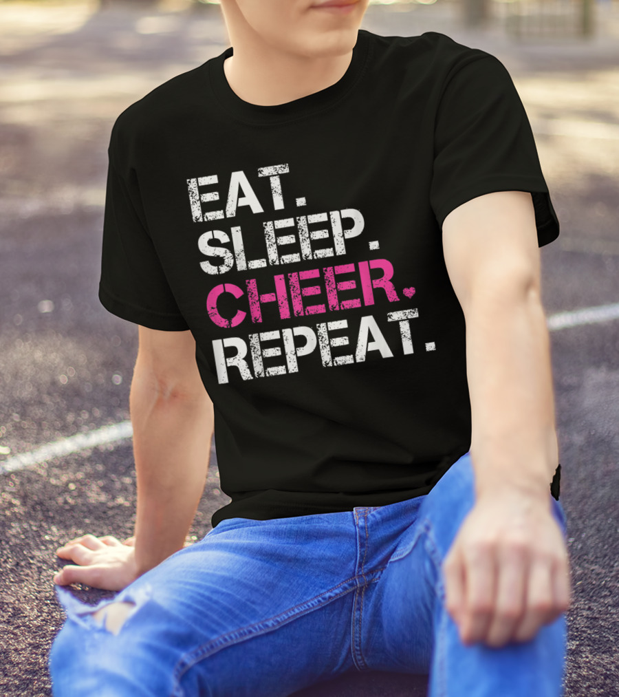 EAT SLEEP CHEER REPEAT CHEERLEADING CHEERLEADER T-Shirt