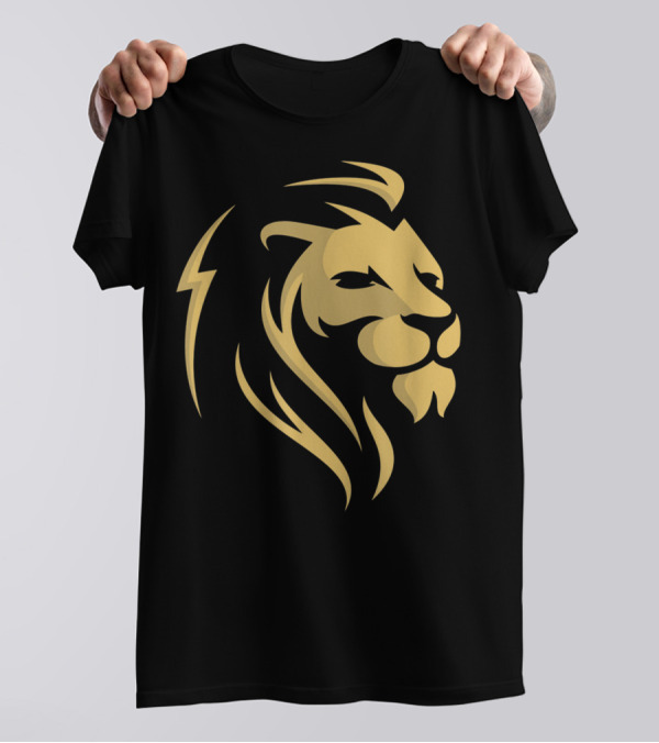 Gold Wilderness Lion Majestic Emblem T-Shirt