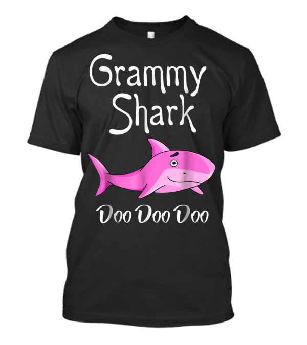 Grammy Shark Doo Doo Doo Cute Pink Cartoon T-Shirt