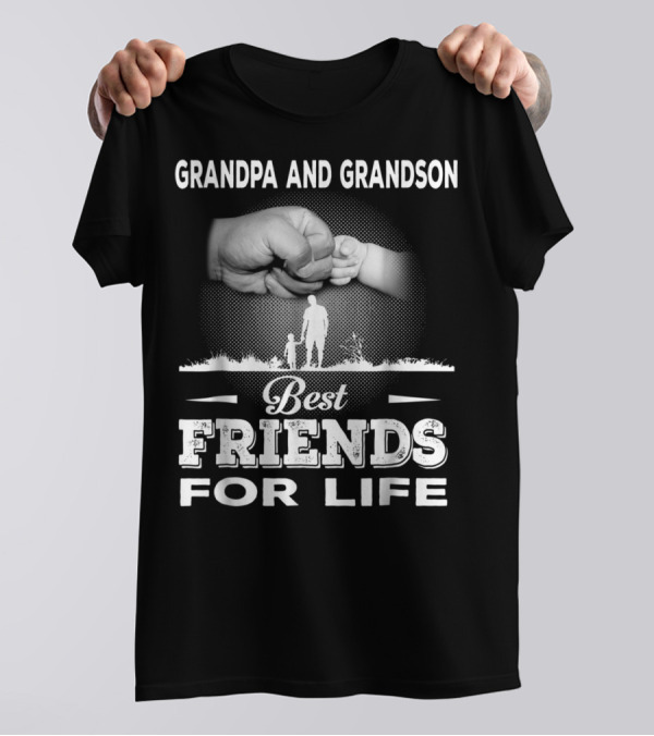 Grandpa And GrandSon Fist Bump Best Friends For Life Generations Together T-Shirt