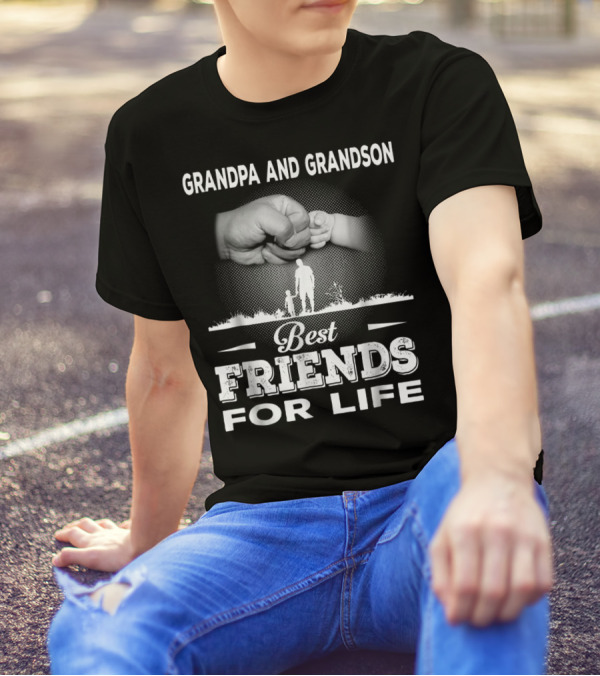 Grandpa And GrandSon Fist Bump Best Friends For Life Generations Together T-Shirt