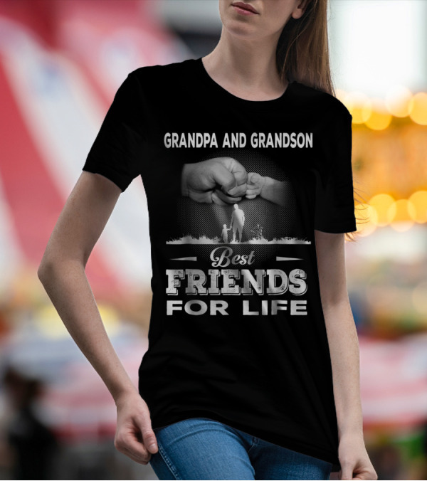 Grandpa And GrandSon Fist Bump Best Friends For Life Generations Together T-Shirt