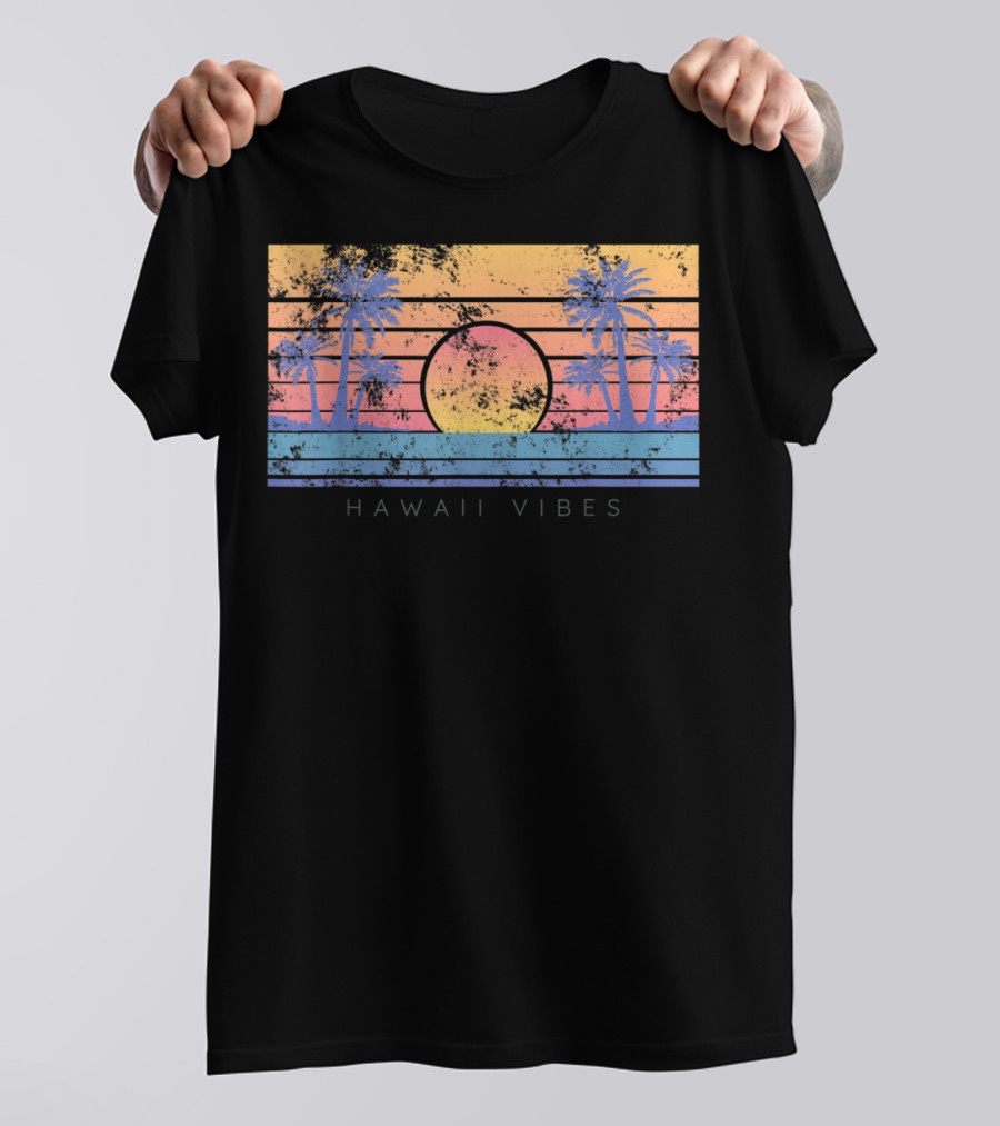 Hawaii Vibes Sunset Palm Trees T-Shirt