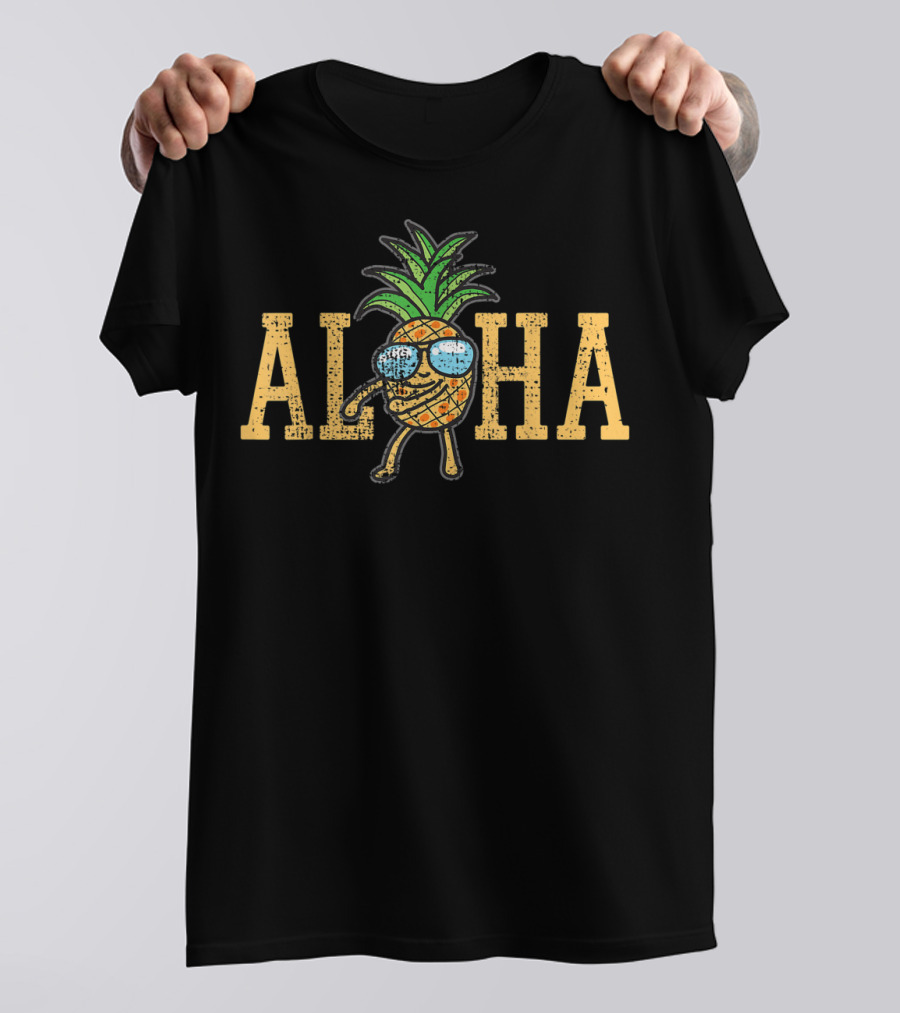 Aloha Hawaiian Flossing Pineapple With Sunglasses T-Shirt