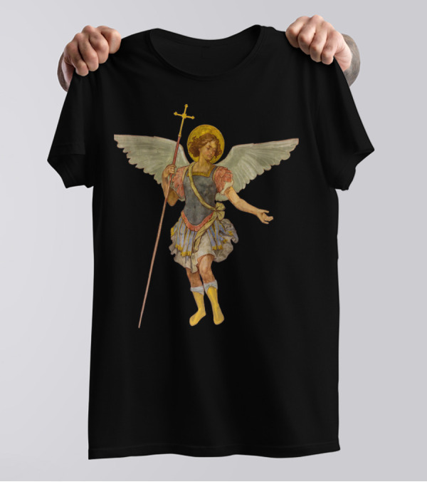 Beautiful Guardian Angel St Michael With Wings And Halo Protection T-Shirt