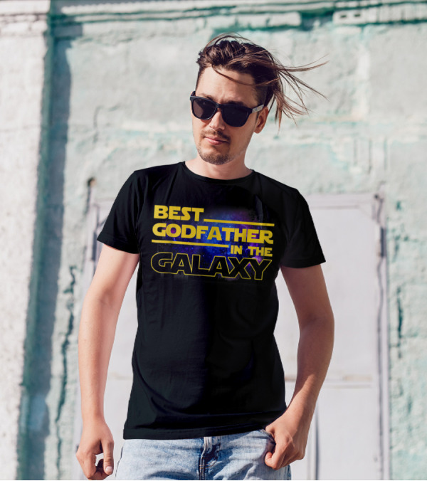 Best Godfather In The Galaxy Star Wars Inspired Text T-Shirt