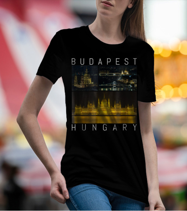 Budapest Hungary Nighttime Landmarks Photography Gallery T-Shirt