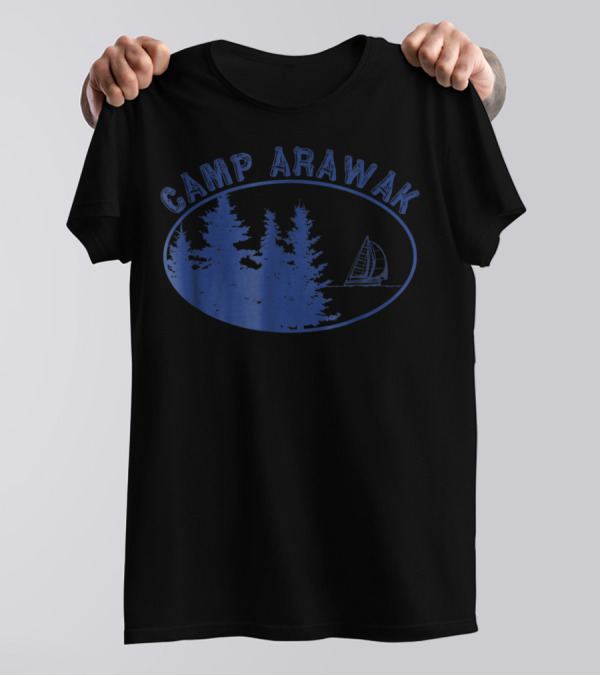 Camp Arawak Summer Camp Trees And Sailboat Oval T-Shirt